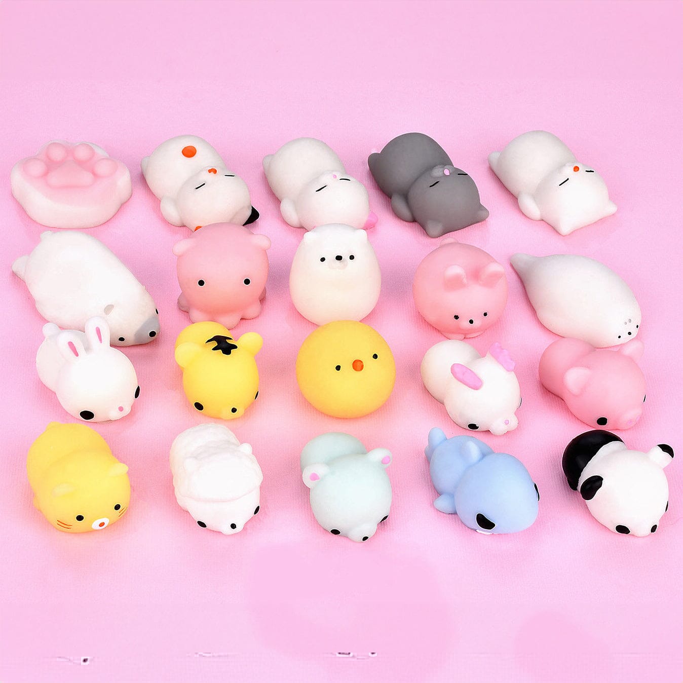 20-Pieces: Cute Animal Kawaii Stress & Anxiety Relief Squishy Toys