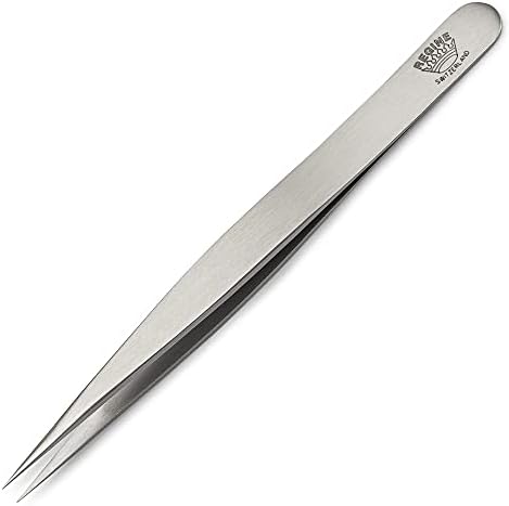 Regine Switzerland Splinter Tweezer - Handmade in Switzerland - Professional Precision Pointed Tweezer for Ingrown Hair, Splinter and Glass Removal - Stainless Steel