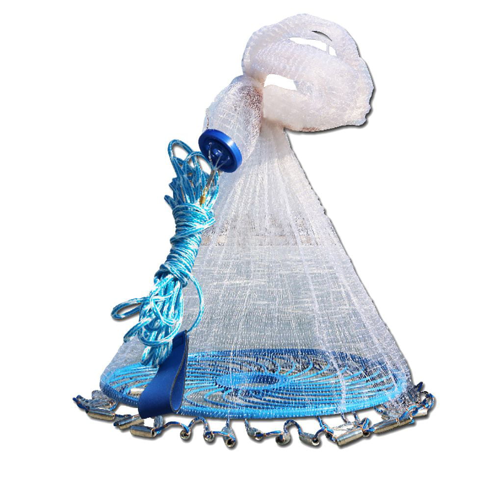 SPRING PARK 240/300/360cm Outdoor Saltwater Freshwater Fishing Cast Net for Bait Trap Fish Throw Net Flying Trap Disc