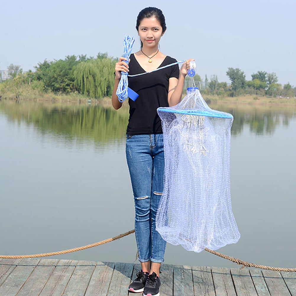 UDIYO 240/300/360cm Outdoor Fishing Hand Throw Fine Mesh Cast Net Flying Trap Disc