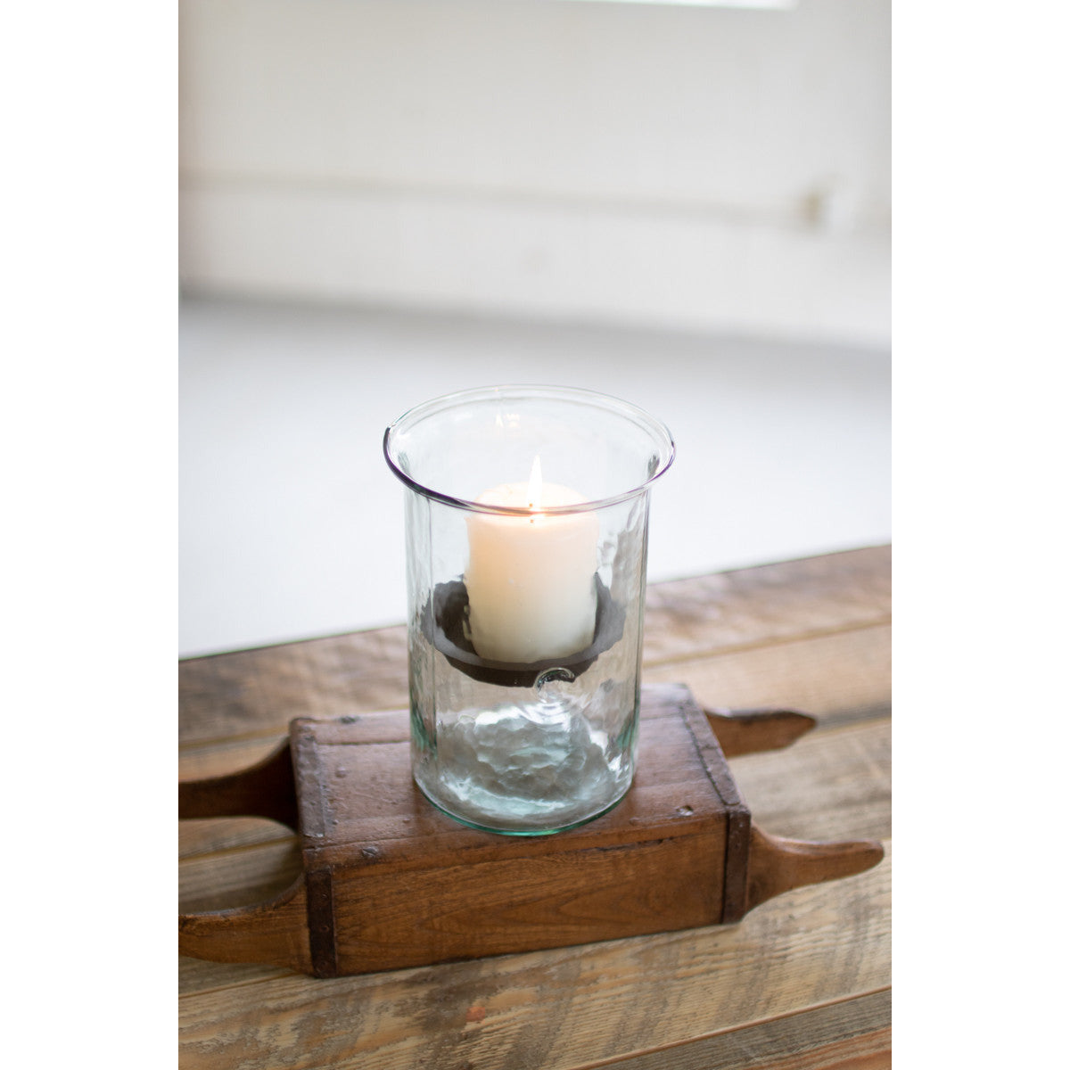 Mini Glass Candle Cylinders with Rustic Insert \ Small