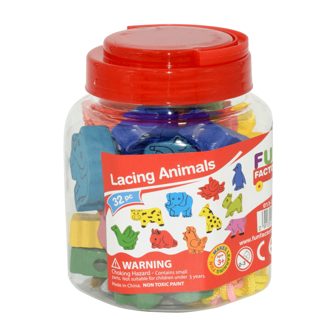 Colourful Lacing Animals in a Jar