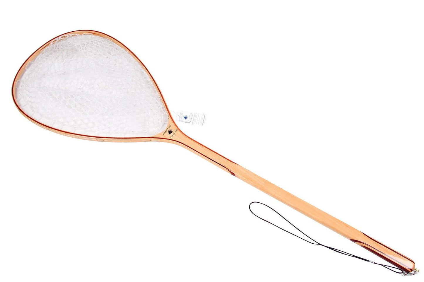 Wooden Fly Fishing Net with Clear Rubber Basket - Large