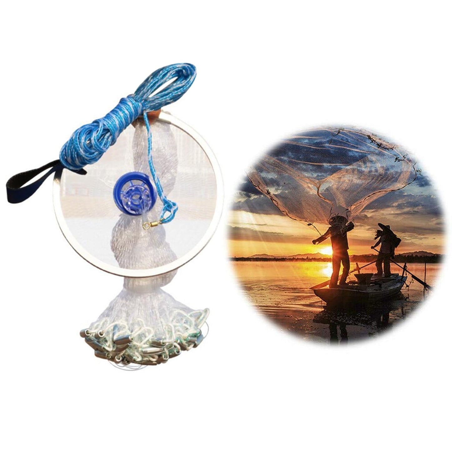 Yohome Aluminum Ring Monofilament Thread Throwing Net Saltwater Fishing Net