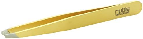 Rubis Switzerland Slanted Tip Tweezer, Gold
