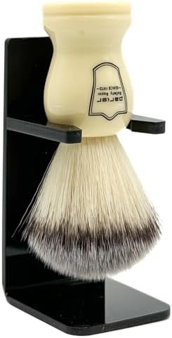 Parker Safety Razor Synthetic Shaving Brush w/Ivory Handle - Stand Included