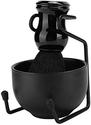 Shaving Brush Stand Bowl Set, 3 in 1 Hair Shaving Set Men's Wet Shaving Kit Shaving Bowl Hair Shave Brush Stand Holder Men(Black)