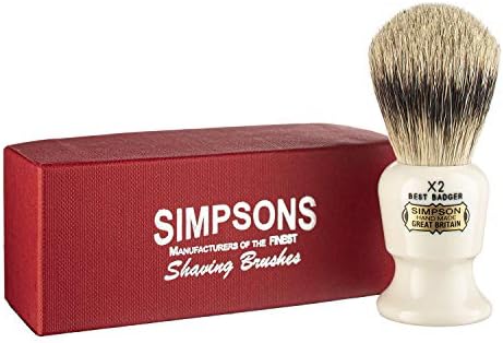 Commodore Best Badger Brush- Simpson Shaving Brushes - Faux Ivory Handle (X2 Best)