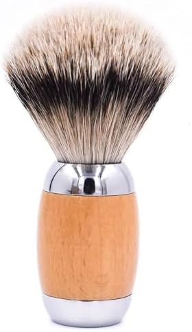 Taconic Shave's Extra Dense 100% 3-Band Silvertip Badger Luxury Shaving Brush –Deluxe Beechwood and Chrome Handle - Shaving Stand Included