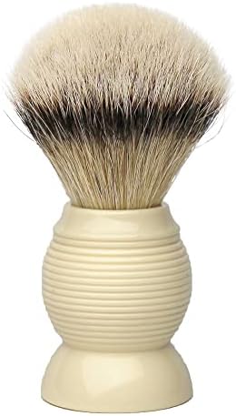 G.B.S Silvertip Synthetic Shaving Brush, Faux Ivory with Stainless Brush Stand, Knot Soft Bristle Grooming Professional Durable Convenient Brush