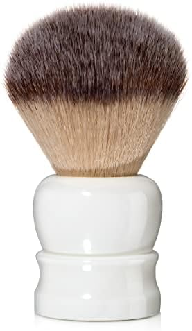 Fine Shaving Brush, Angel Hair Fibers, Cruelty-Free Shaving Cream Brush for Men, Gently Exfoliates The Skin, 100% Solid Resin Handle, 24mm Knot with 56mm Loft (White)
