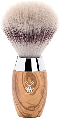 MÜHLE KOSMO Olive Wood Silvertip Fiber Shaving Brush - Synthetic Luxury Shave Brush for Men, Rich Lather