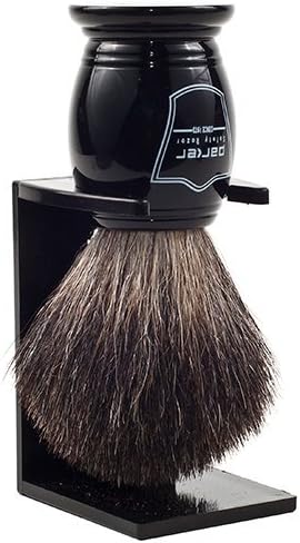 Parker Safety Razor 100% Black Badger Bristle Shaving Brush with Ebony Handle -Brush Stand Included