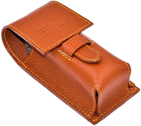 Parker Safety Razor's Genuine Leather Travel Shave Brush Case (Saddle Brown)