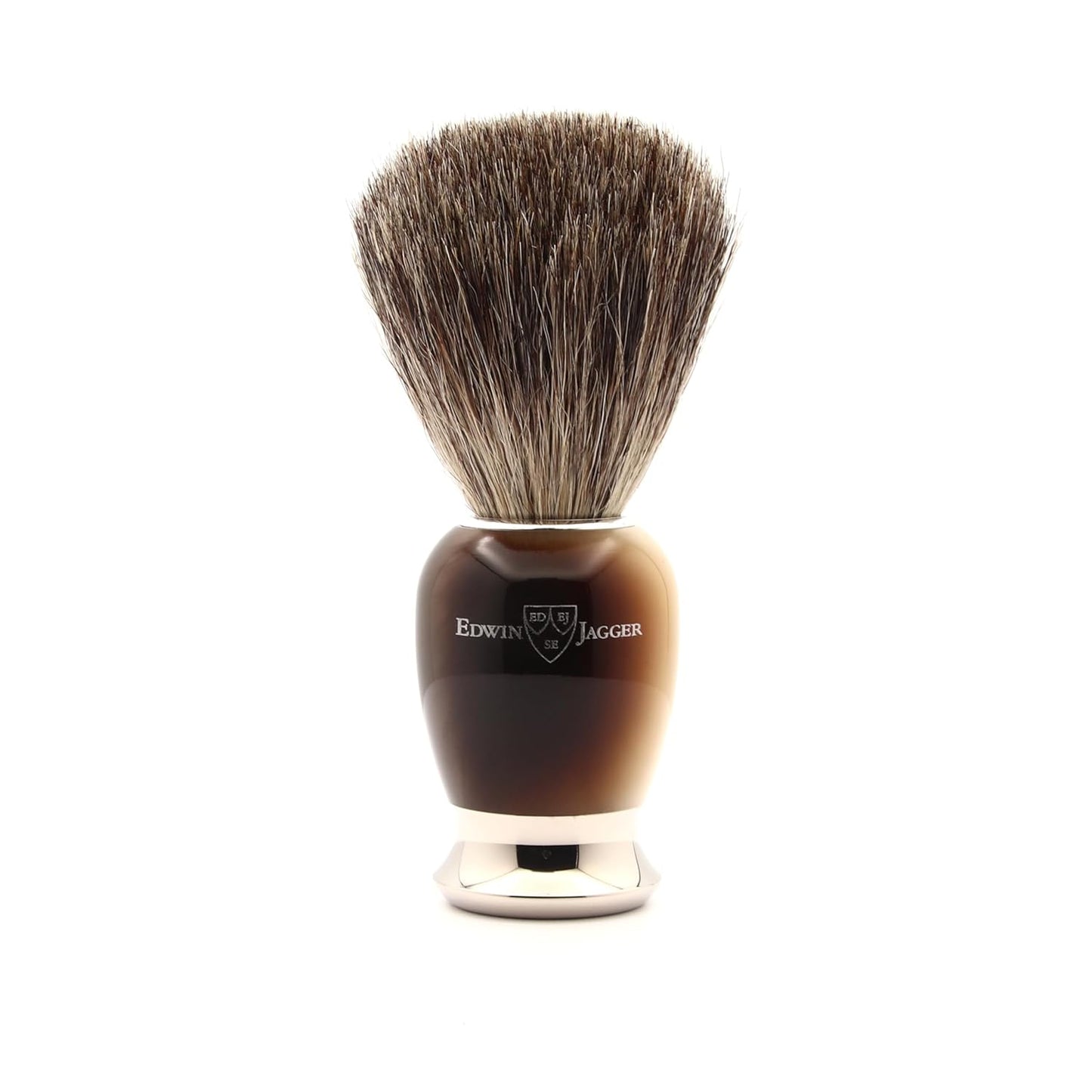 Edwin Jagger 81SB582AMZ Classic Imitation Light Horn Pure Badger Exfoliating Shaving Brush with Stand for Shaving Cream or Shaving Soap for Men and Women (Horn)