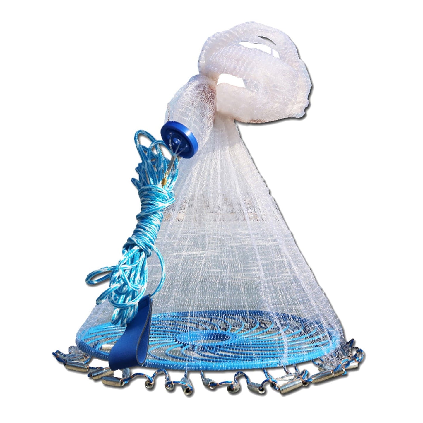 Biplut 240/300/360cm Outdoor Fishing Hand Throw Fine Mesh Cast Net Flying Trap Disc (300cm)