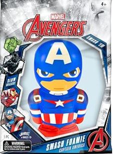 Marvel Avengers Figures Large 5.5" Foam Ball (1 Captain America) Squishy Toy Action Super Hero Spiderman, Hulk, Iron Man & Black Panther , Fidget Ball Stress Toy Kids Games