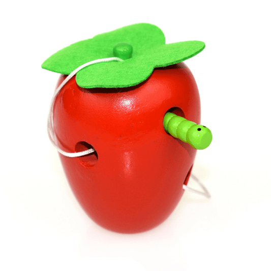 Wooden Lacing Apple with Worm