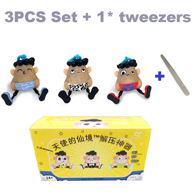 Novelty Plucking Toys Cartoon Pulling Hair Beard Skin Picking Keychain Pimple Anti Stress For Kids Adult Gift ShopOnlyDeal