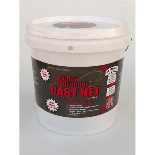 Super Spreader 10 ft. x 1 in. Mesh, S1000-CL Chain Leaded Cast Net Clear, 1 lb wt