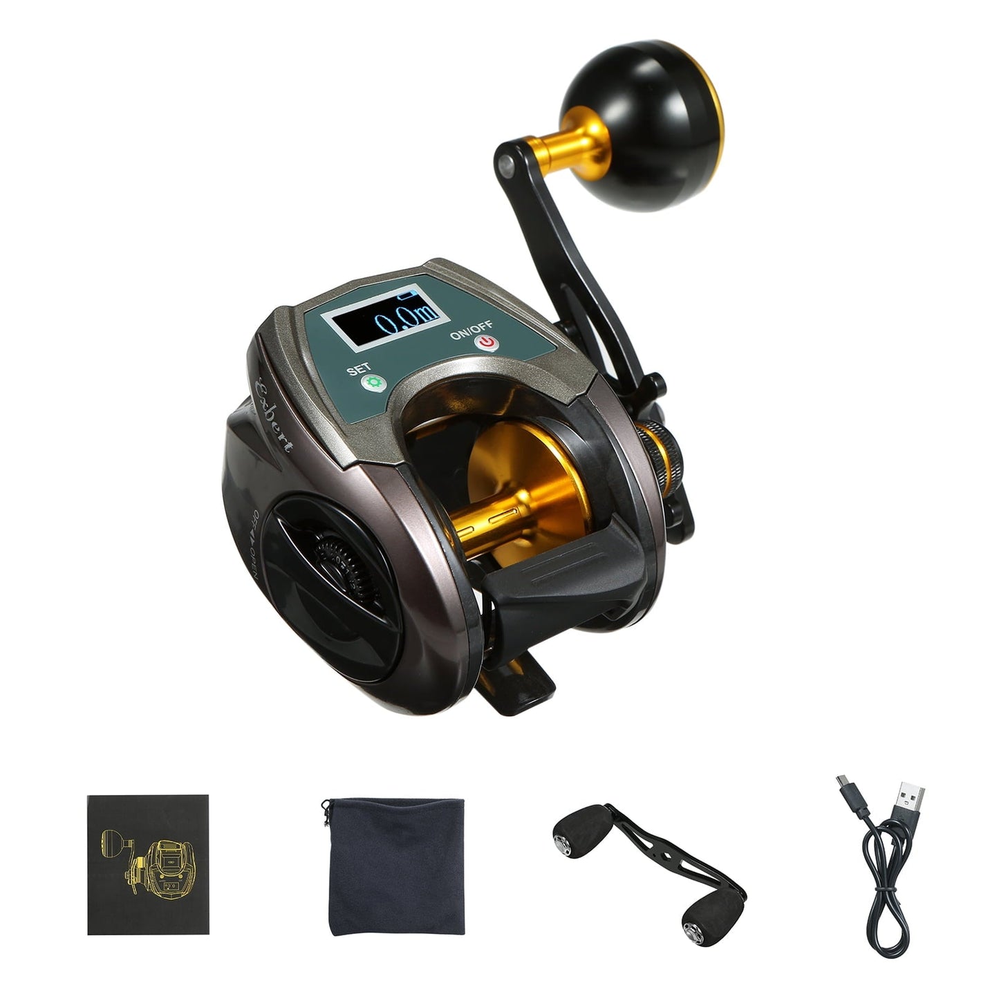 USB Rechargeable Carbon Fiber Baitcasting Reel 9+1BB Electric Fishing Reel with Display High Spee