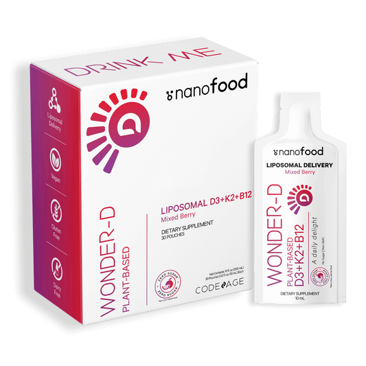 Nanofood Liposomal Vitamin D3 + K2 + B12 Liquid Pouch