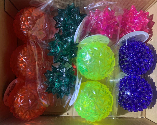 12 Light-Up Spiky Bouncy Balls, Massage Therapy LED Flashing, Fidget Sensory